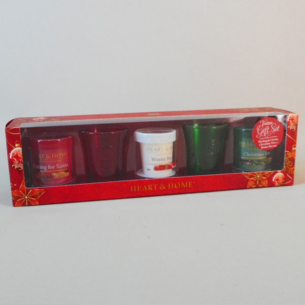 Heart and Home Christmas Candles Votives Gift Set Scented Candles